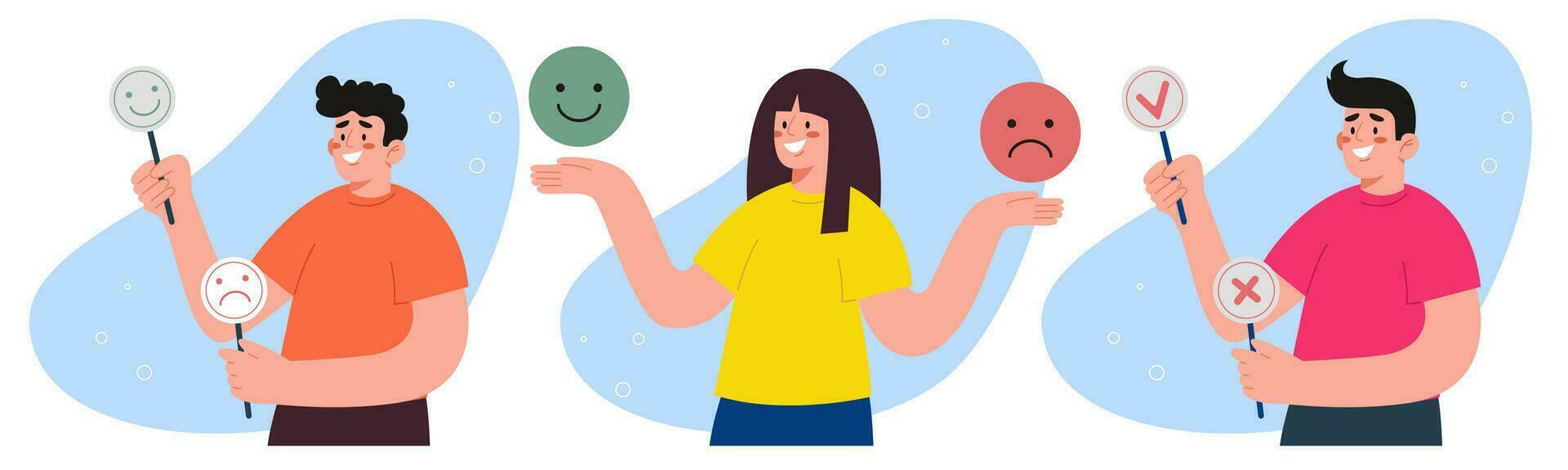 People characters leave positive feedback vector