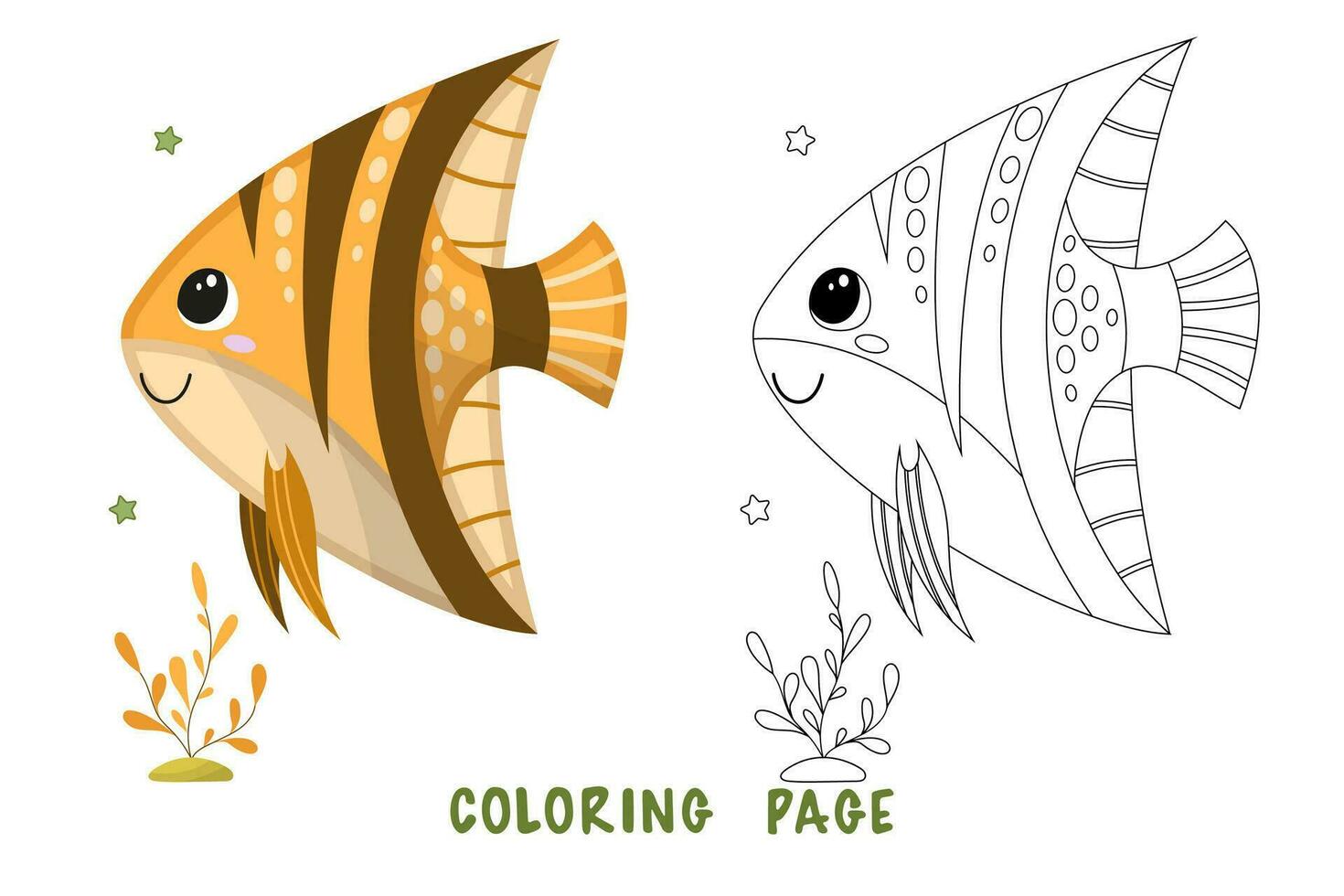 Coloring page of sea fish vector