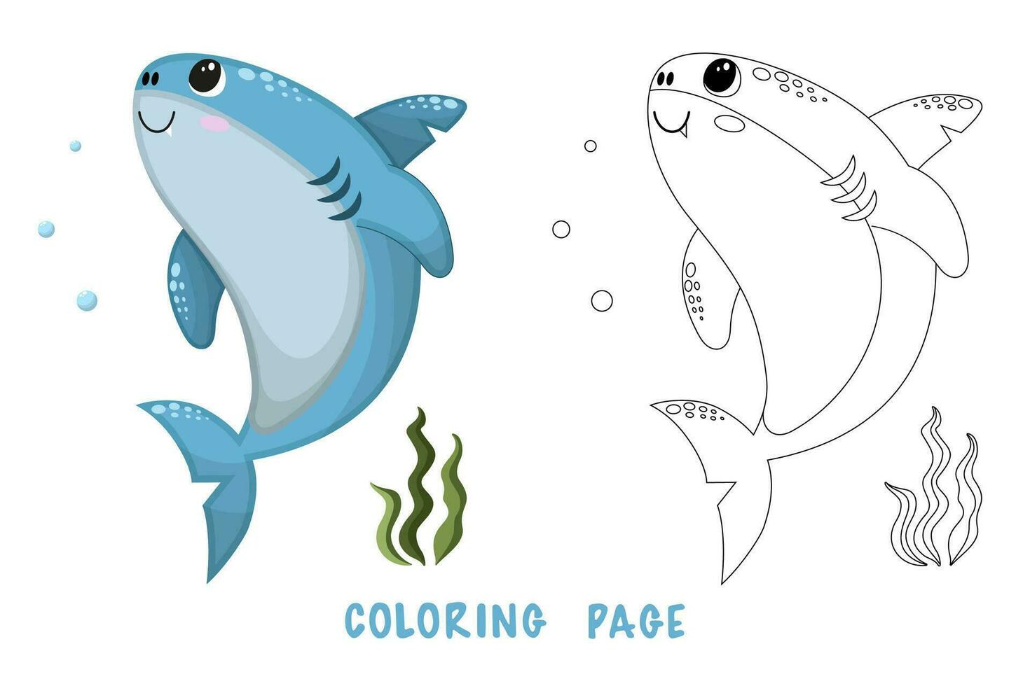 Coloring page of shark vector