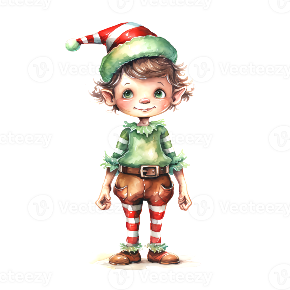 AI generated Watercolor Christmas Elf. Clipart. AI generated. png