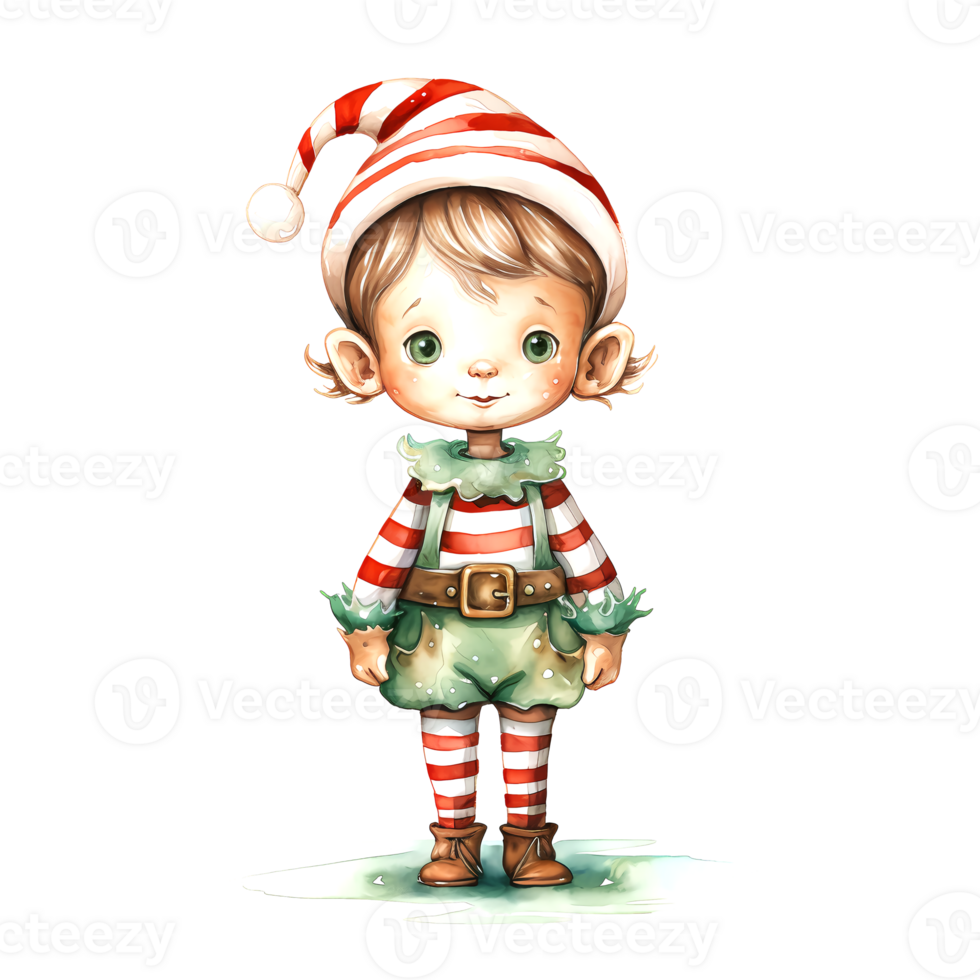 AI generated Watercolor Christmas Elf. Clipart. AI generated. png