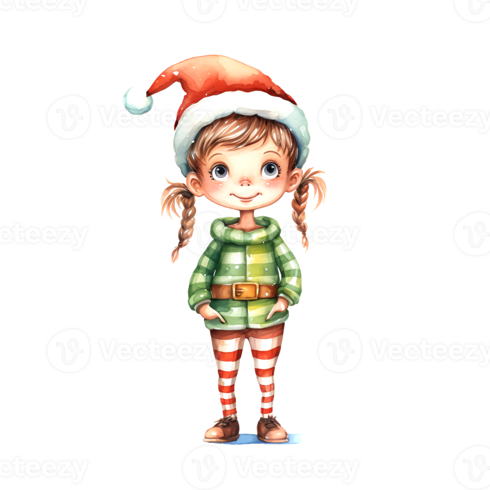 ai gegenereerd waterverf Kerstmis elf. clip art. ai gegenereerd. png