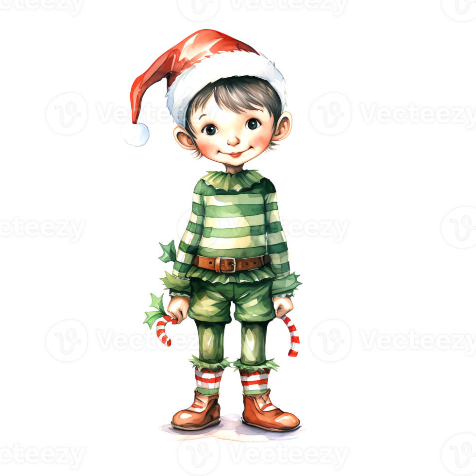 AI generated Watercolor Christmas Elf. Clipart. AI generated. png