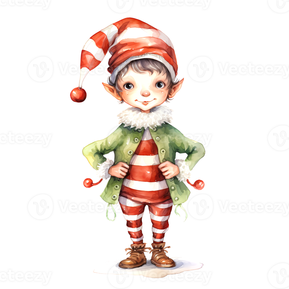AI generated Watercolor Christmas Elf. Clipart. AI generated. png