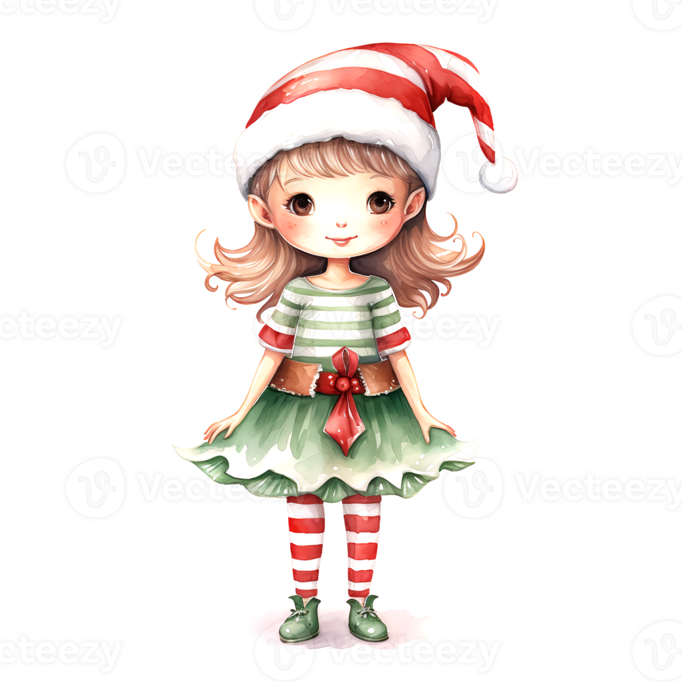 AI generated Watercolor Christmas Elf. Clipart. AI generated. png