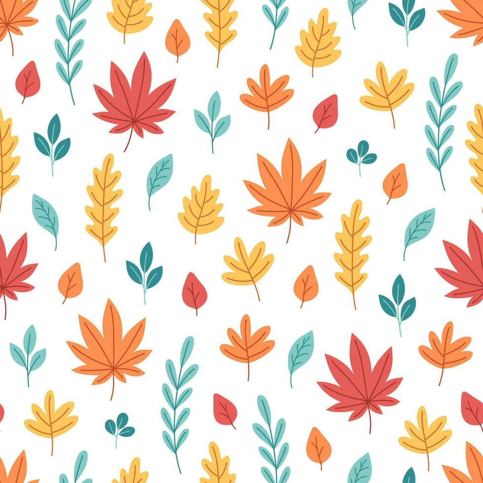 otoño hojas sin costura modelo. otoño follaje, otoño tiempo. diseño para tela, textil, envase papel. vector