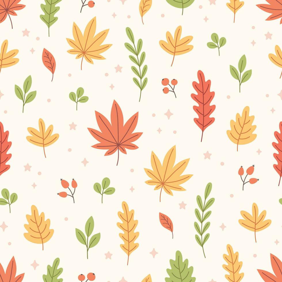 otoño hojas sin costura modelo. otoño follaje, otoño tiempo. diseño para tela, textil, envase papel. vector