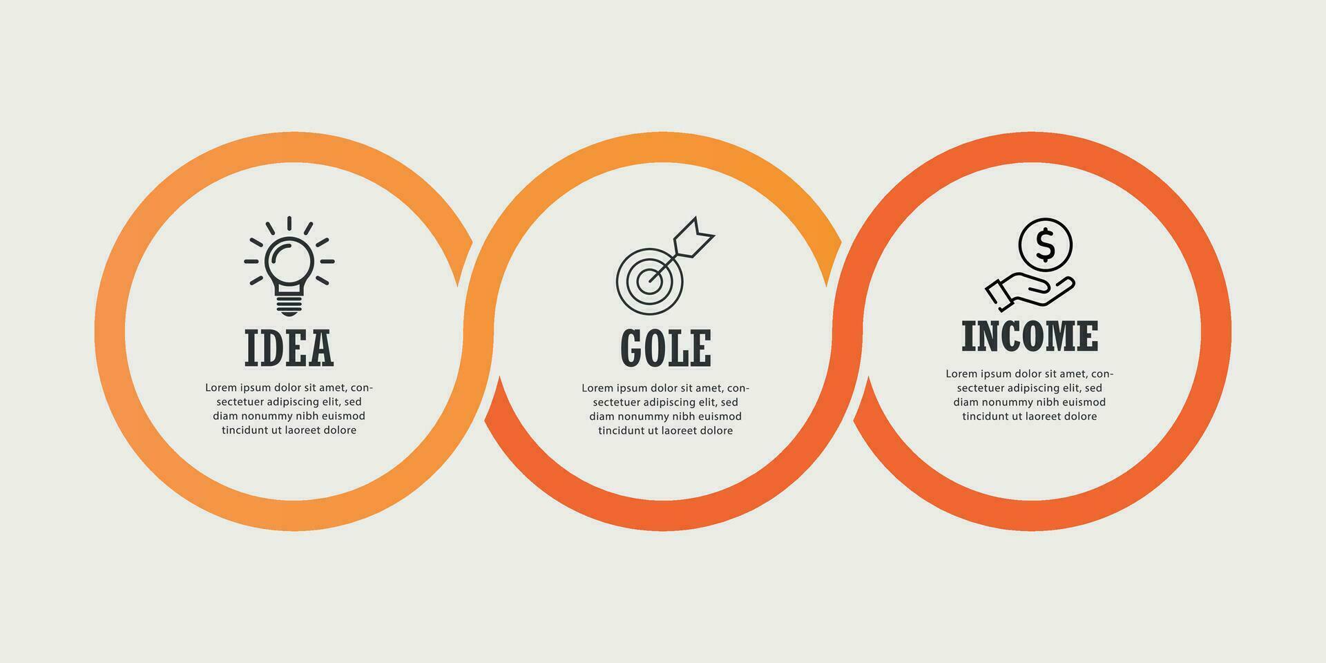 Business process. Timeline infographics with 3 options, circles. Vector template.