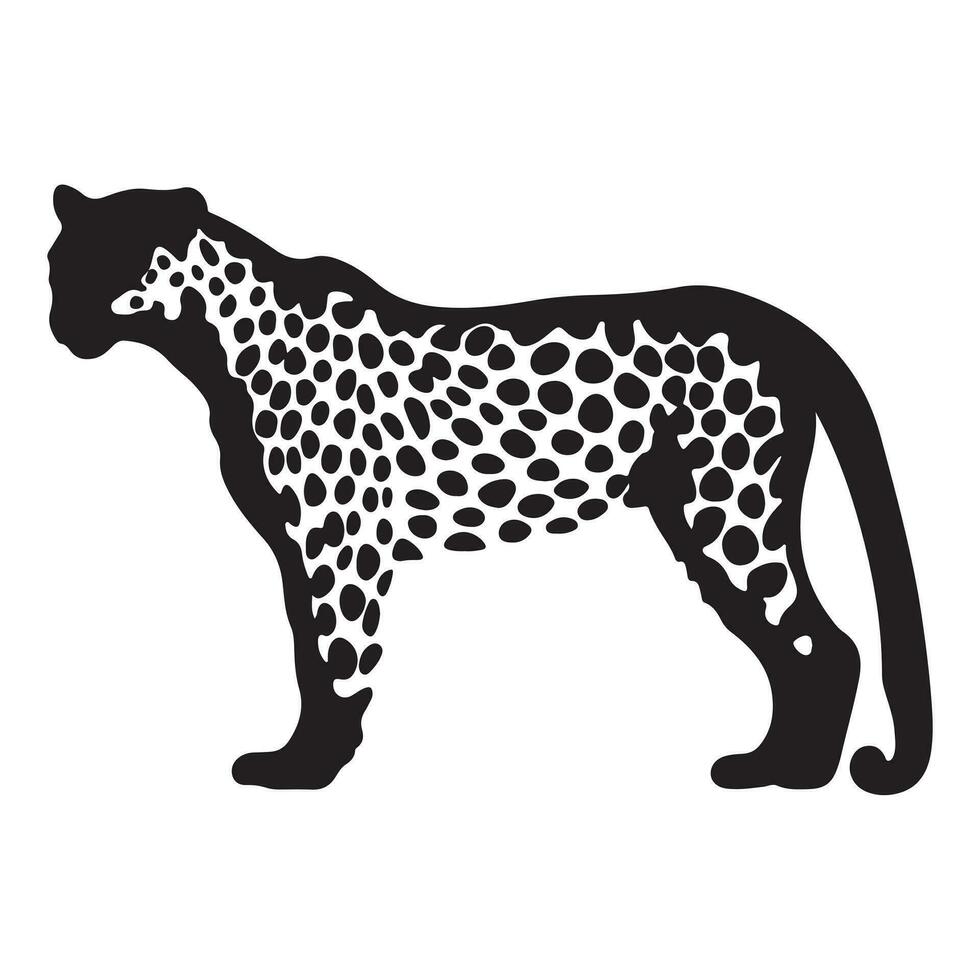 A black Silhouette cheetah animal vector