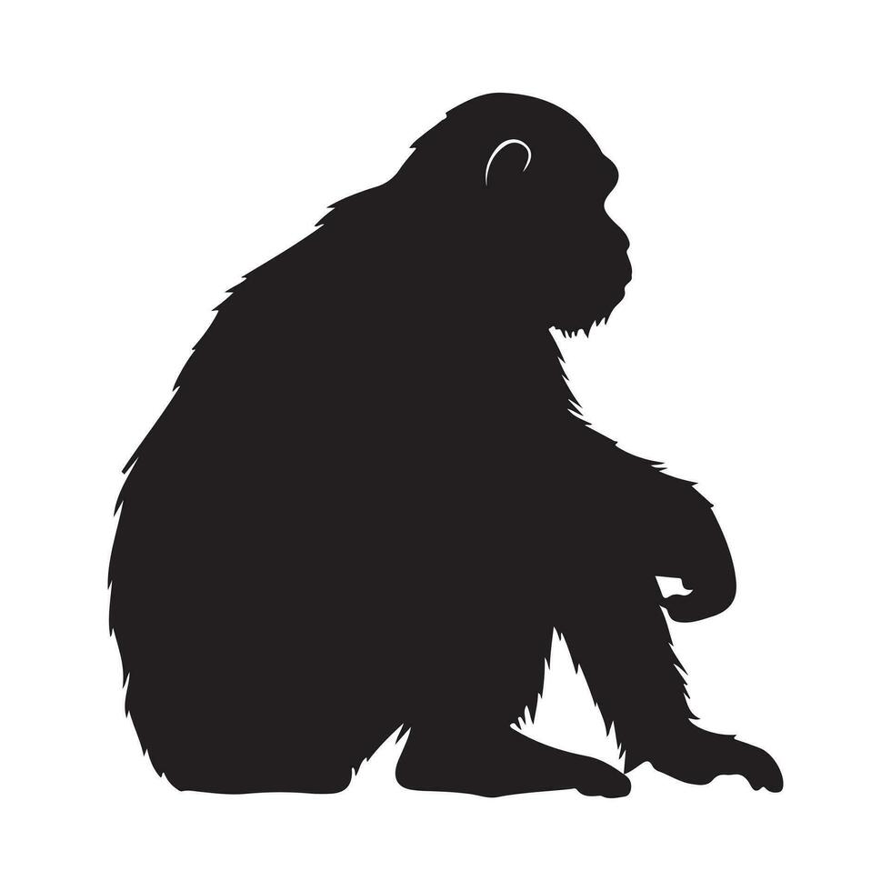A black Silhouette chimpanzee animal vector