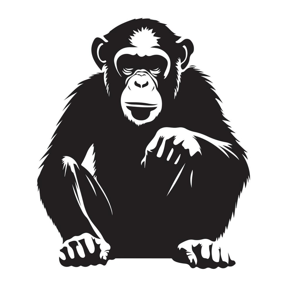 un negro silueta chimpancé animal vector