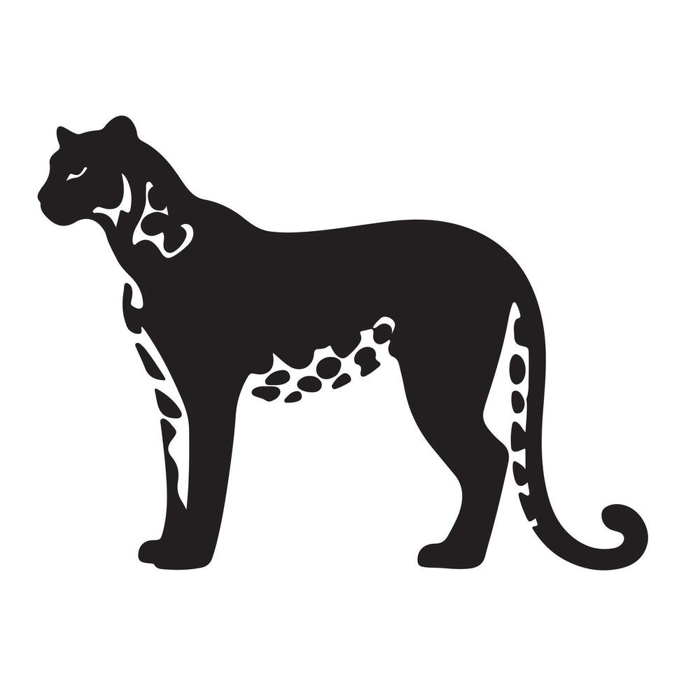 A black Silhouette cheetah animal vector