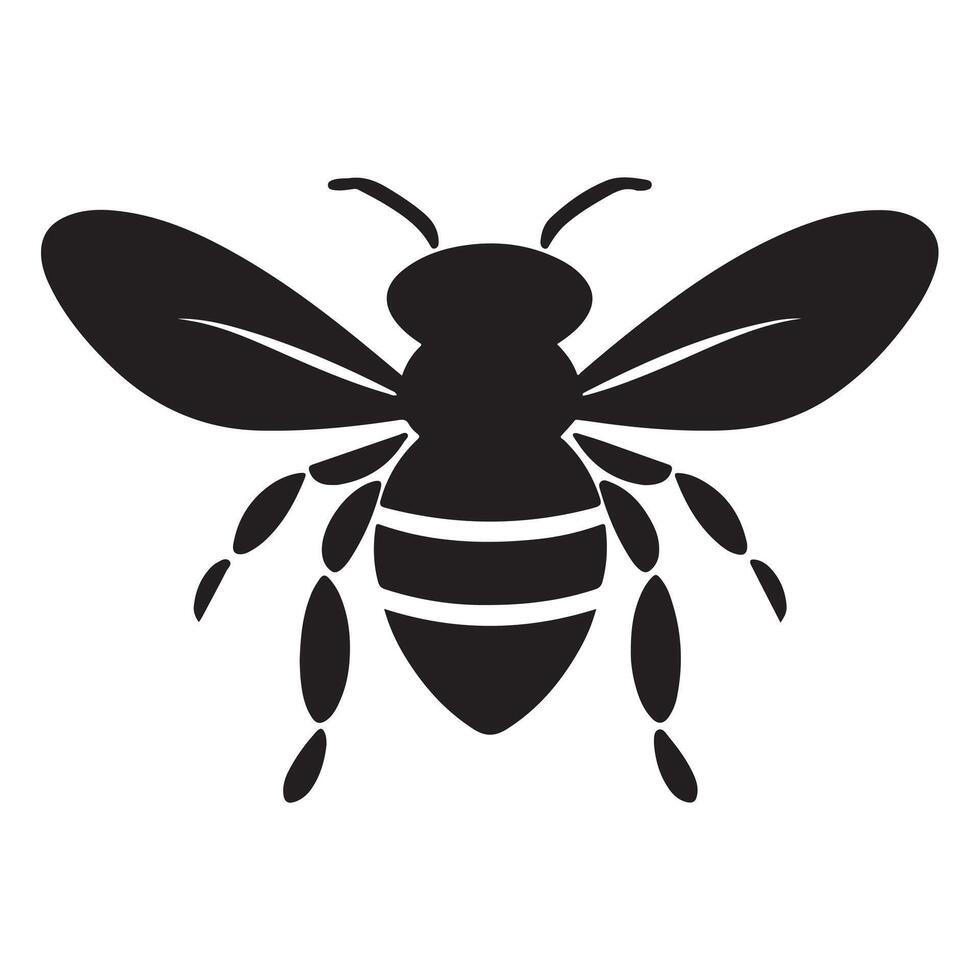 A black Silhouette bee animal vector