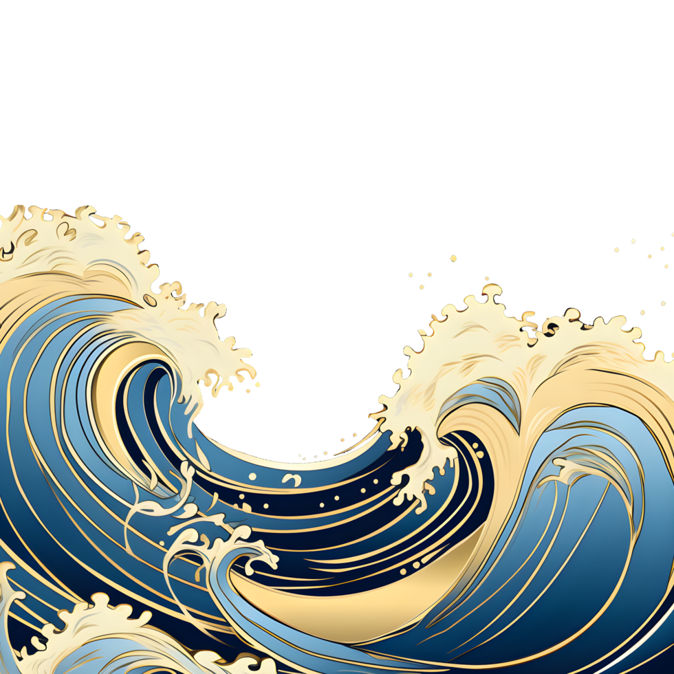 AI generated Japan wave oriental design illustration isolated on transparent background. png