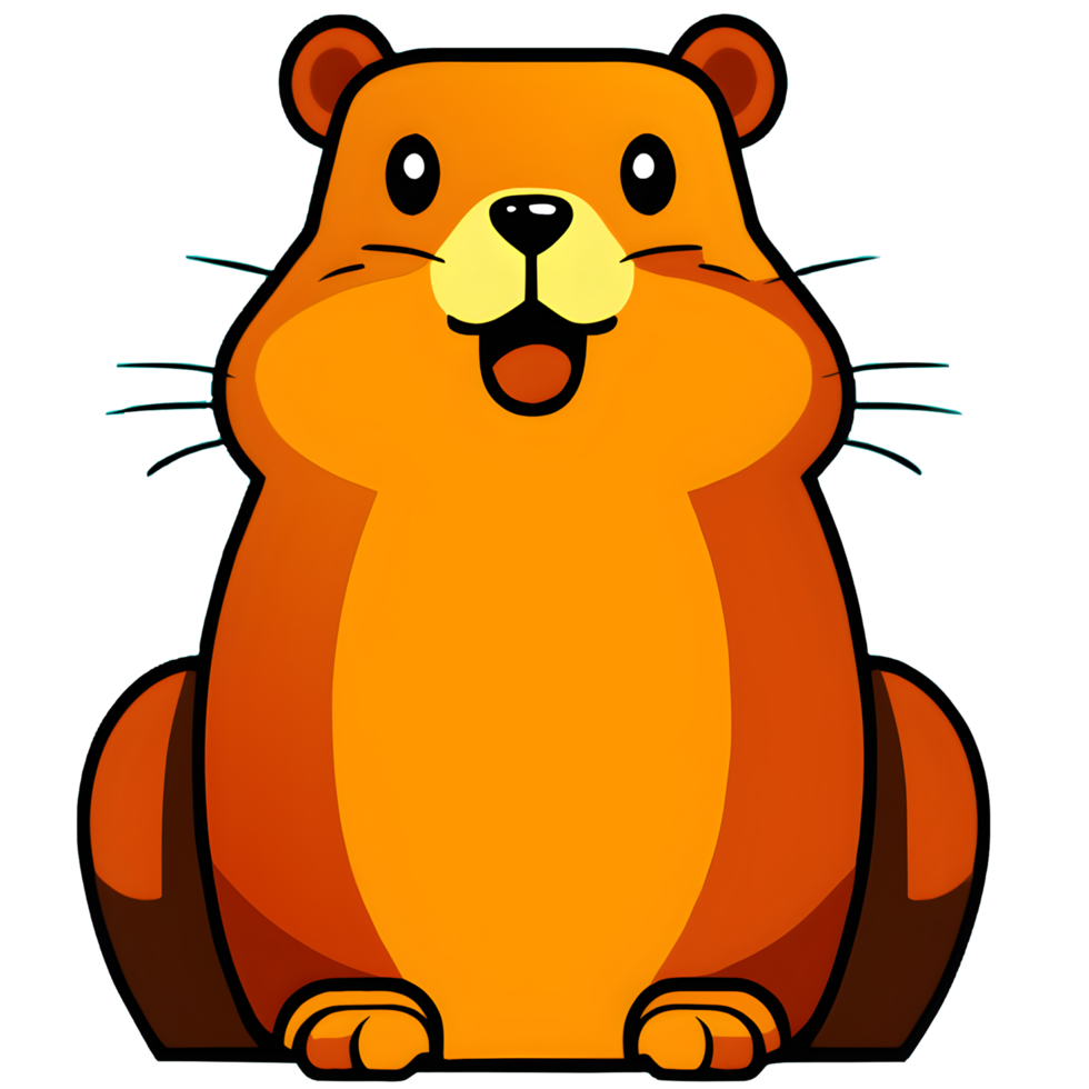 AI generated Marmot Cartoon For Groundhog day. Beavers isolated. png