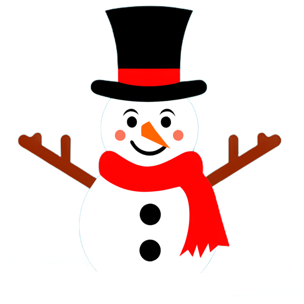 Happy Snowman with black hat png