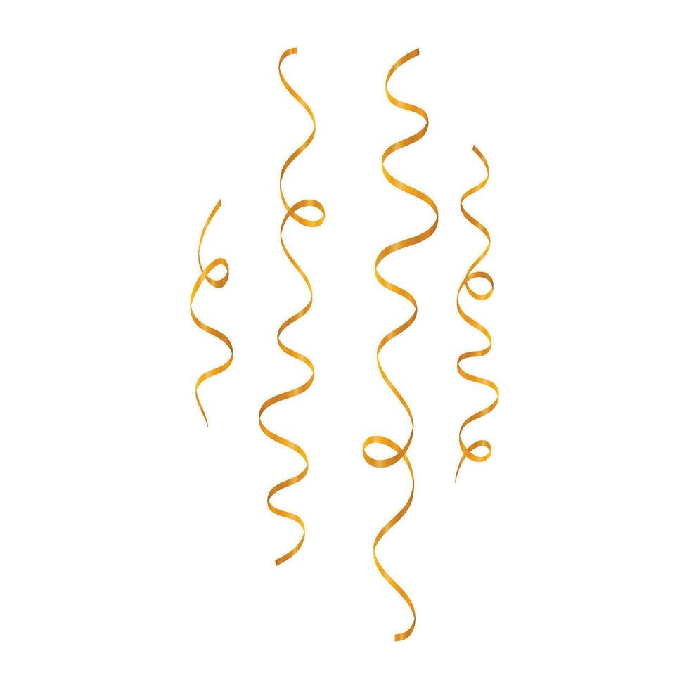 Vector 3d golden ribbon confetti set on white