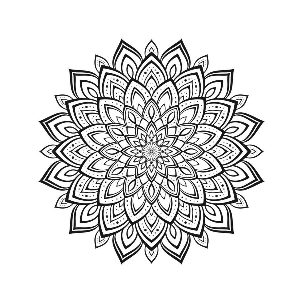 Vector hand drawn mandala lotus flower drawing