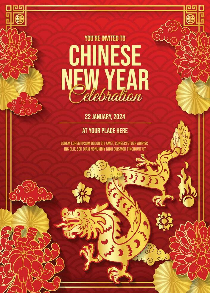 Chinese New Year Celebration Poster Template vector