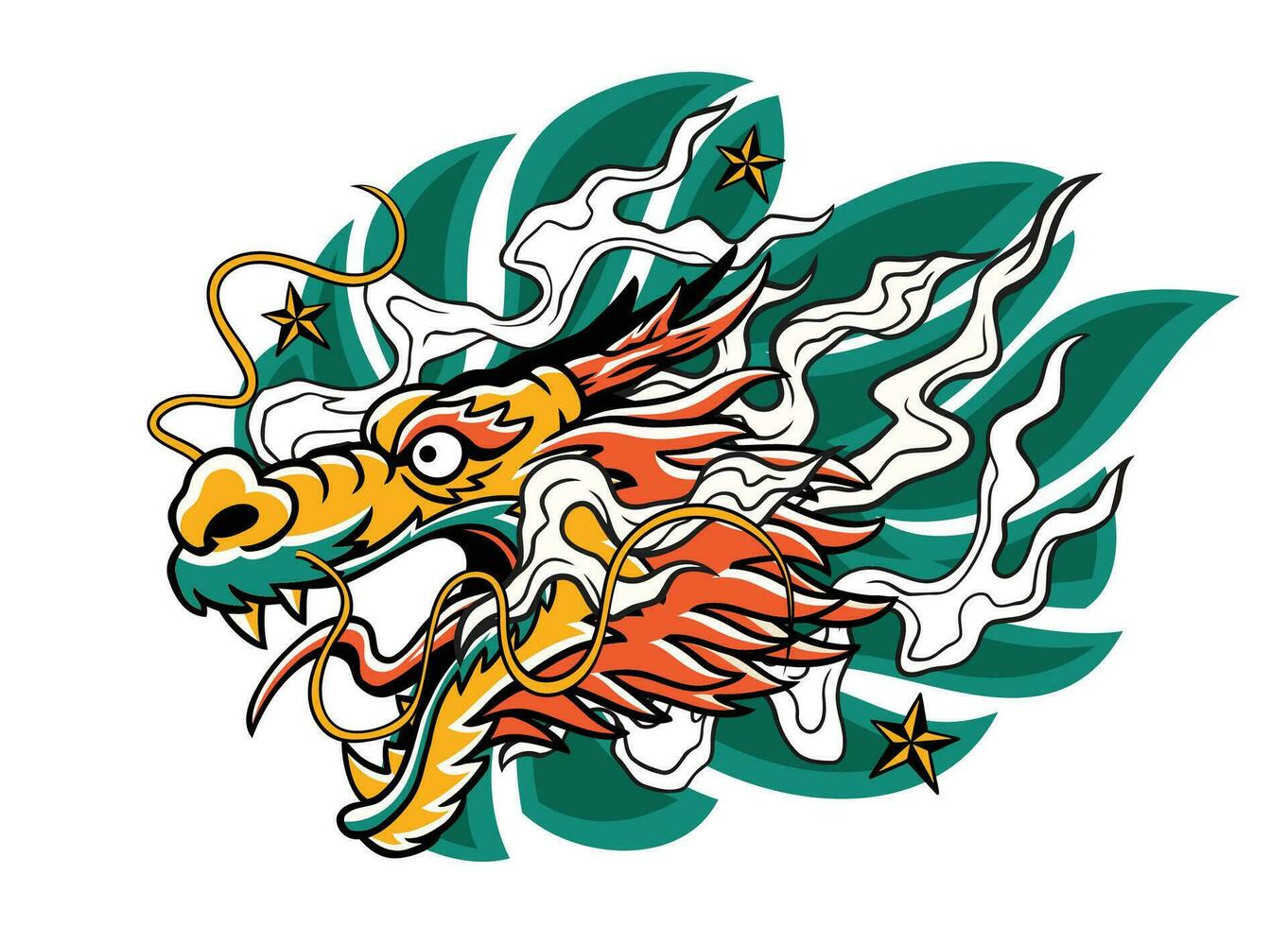 Traditional Dragon Head Tattoo Design Artwork vector