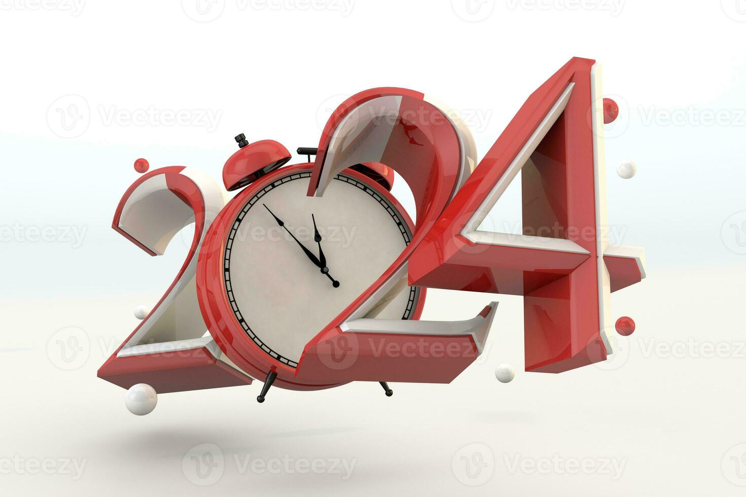 2024 modern happy new year eve with red clock alarm photo
