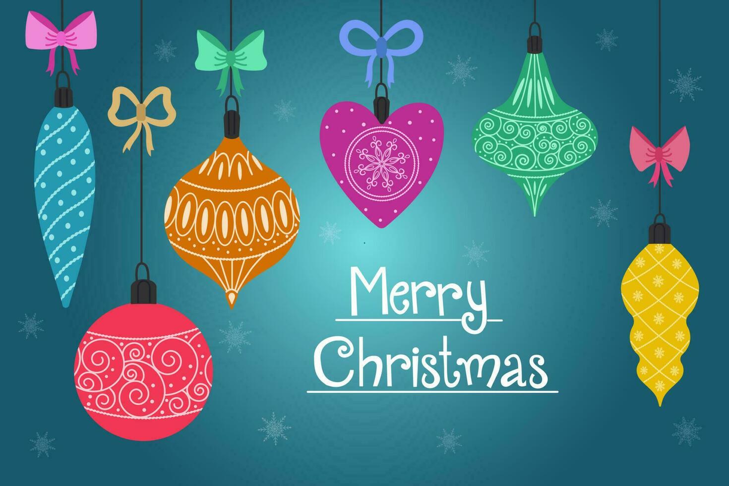 Christmas and New Year background with garlands and Christmas toys.The concept of a Merry Christmas.Realistic Christmas balls decorated with ribbon and bow. vector