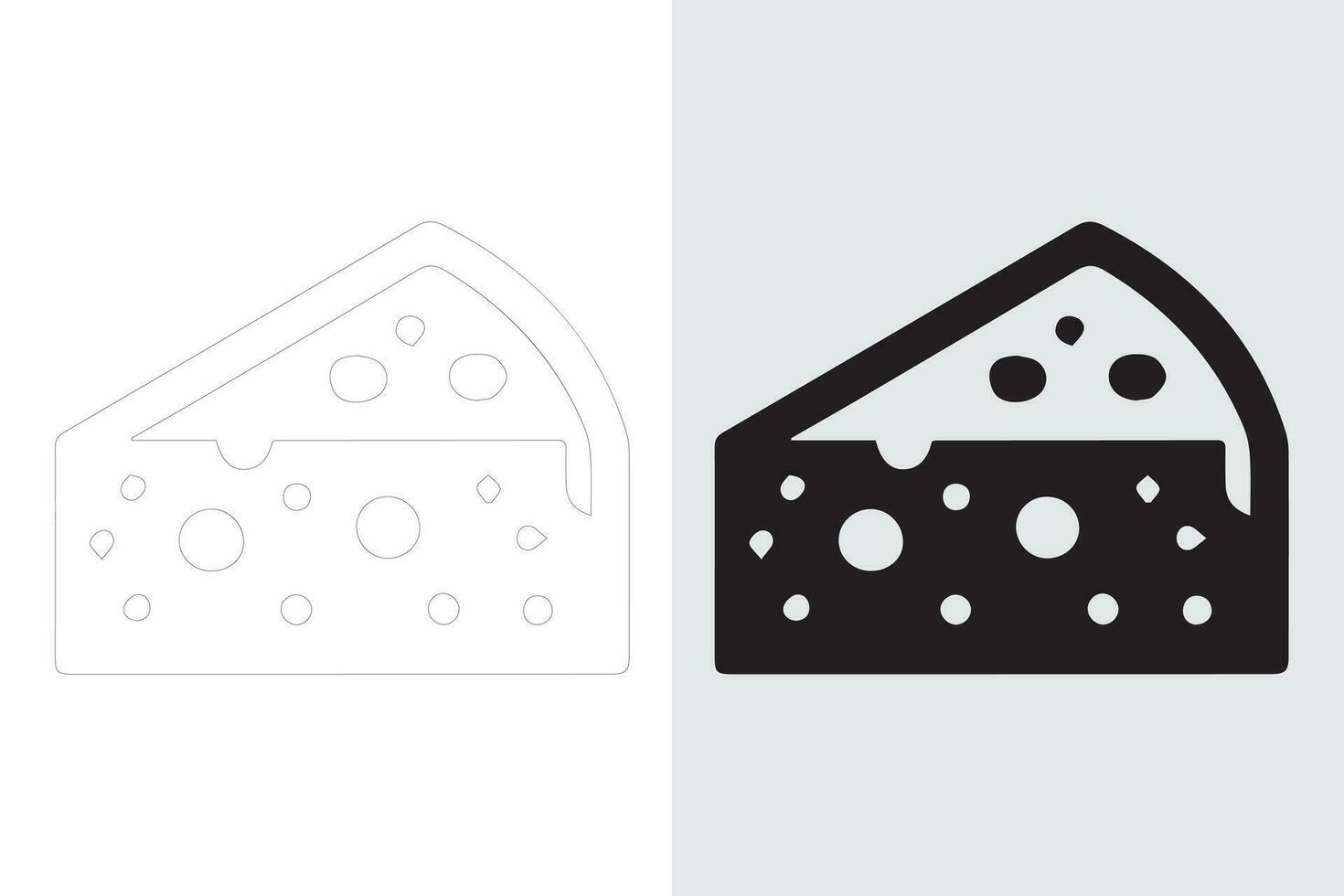 Cheese icon vector and out line set