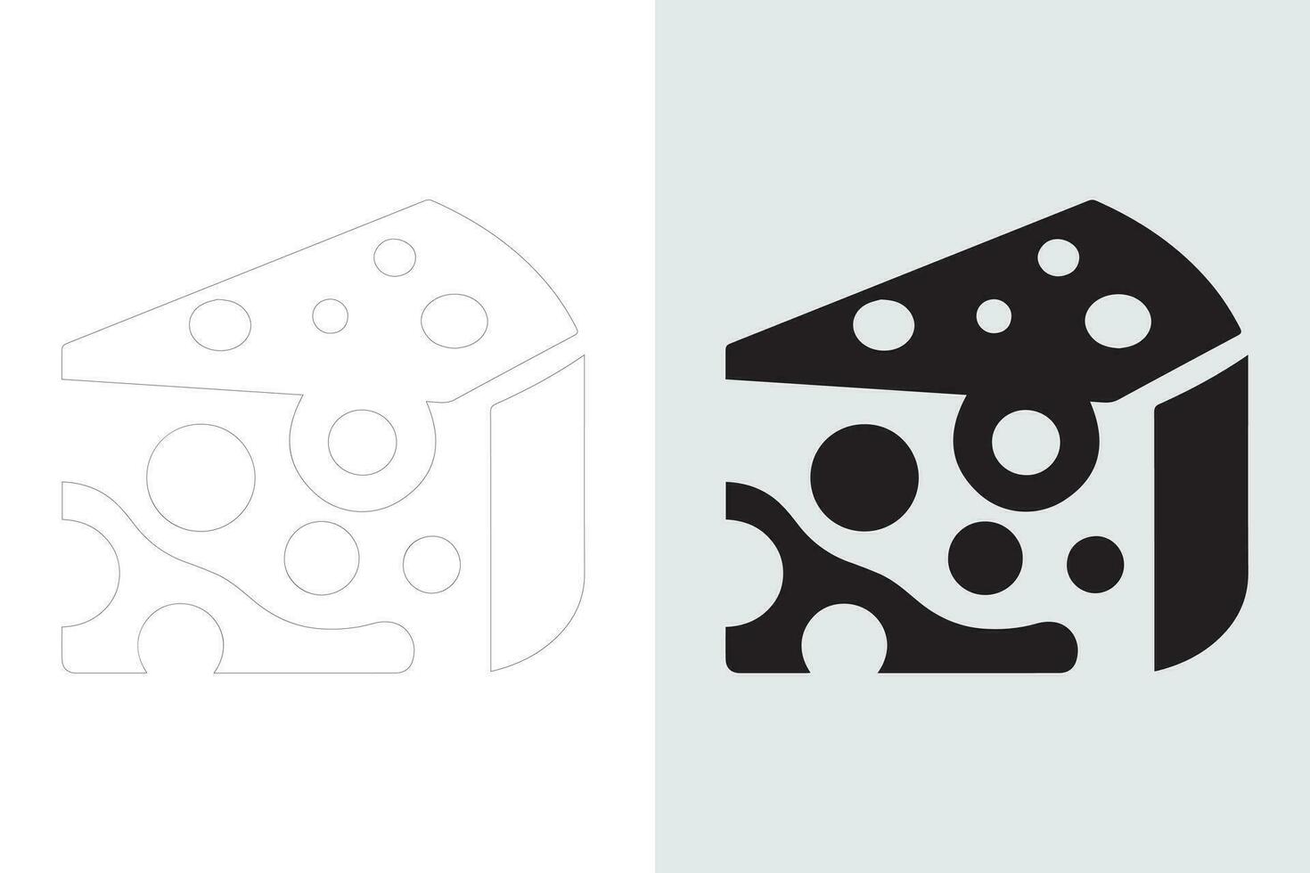 Cheese icon vector and out line set