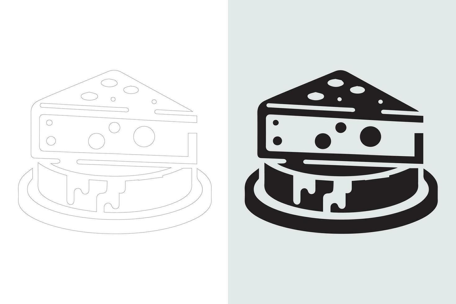 Cheese icon vector and out line set