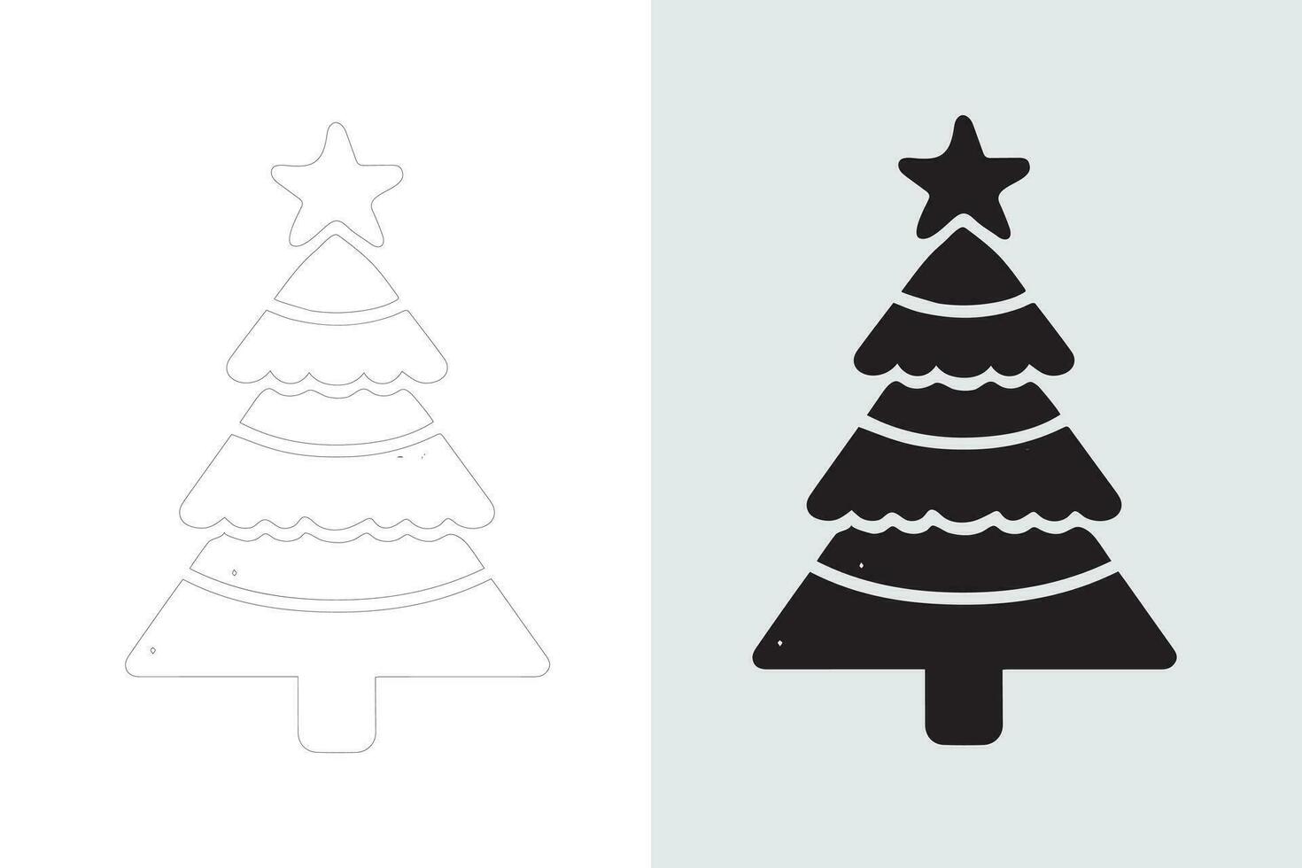 Navidad árbol línea Arte conjunto en vector estilo