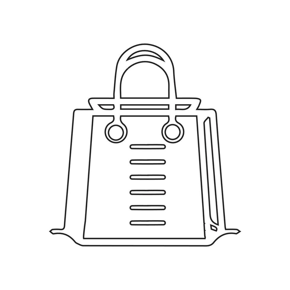 Shopping bag outline icon. Paper bag simple line vector icon. Symbol, logo illustration. Pixel perfect vector graphics