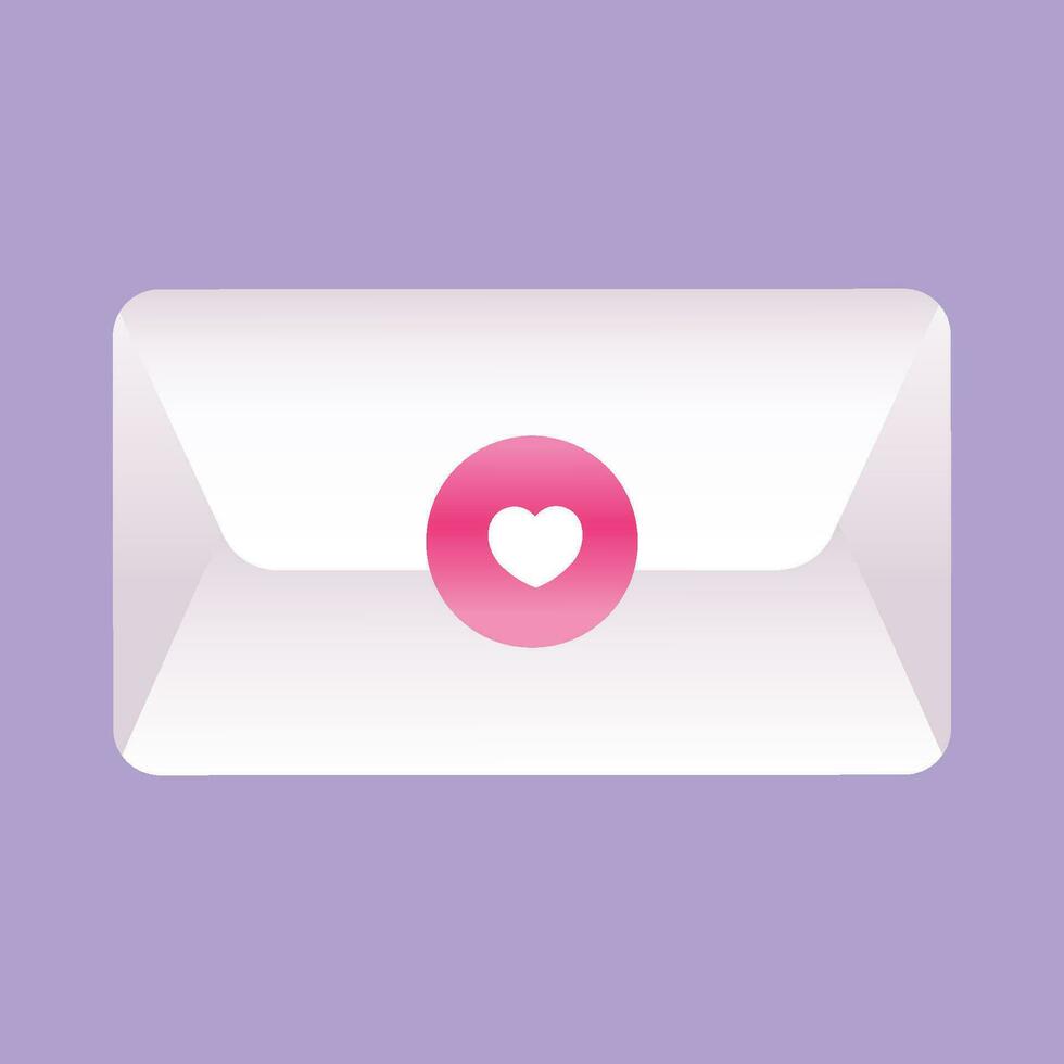 Vector love letter with heart shape for valentine's day. envelope with heart romantic design