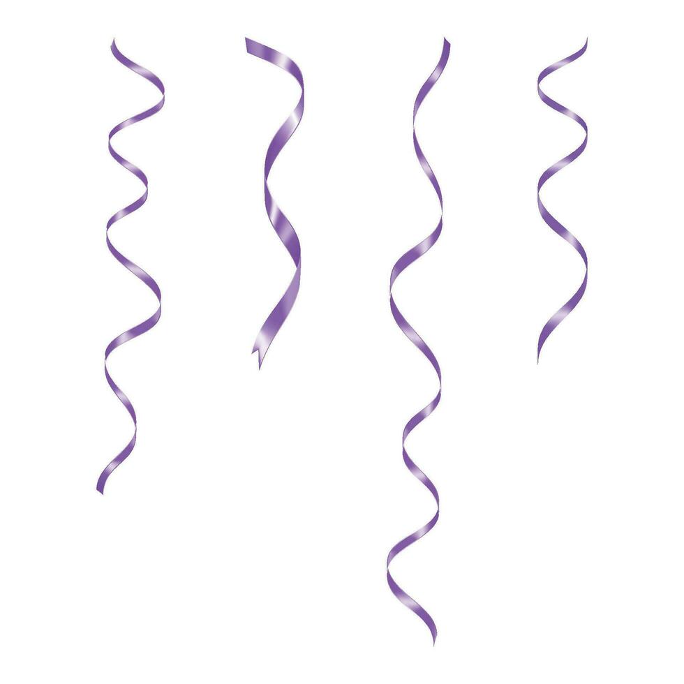 vector realista 3d púrpura seda o satín cintas conjunto