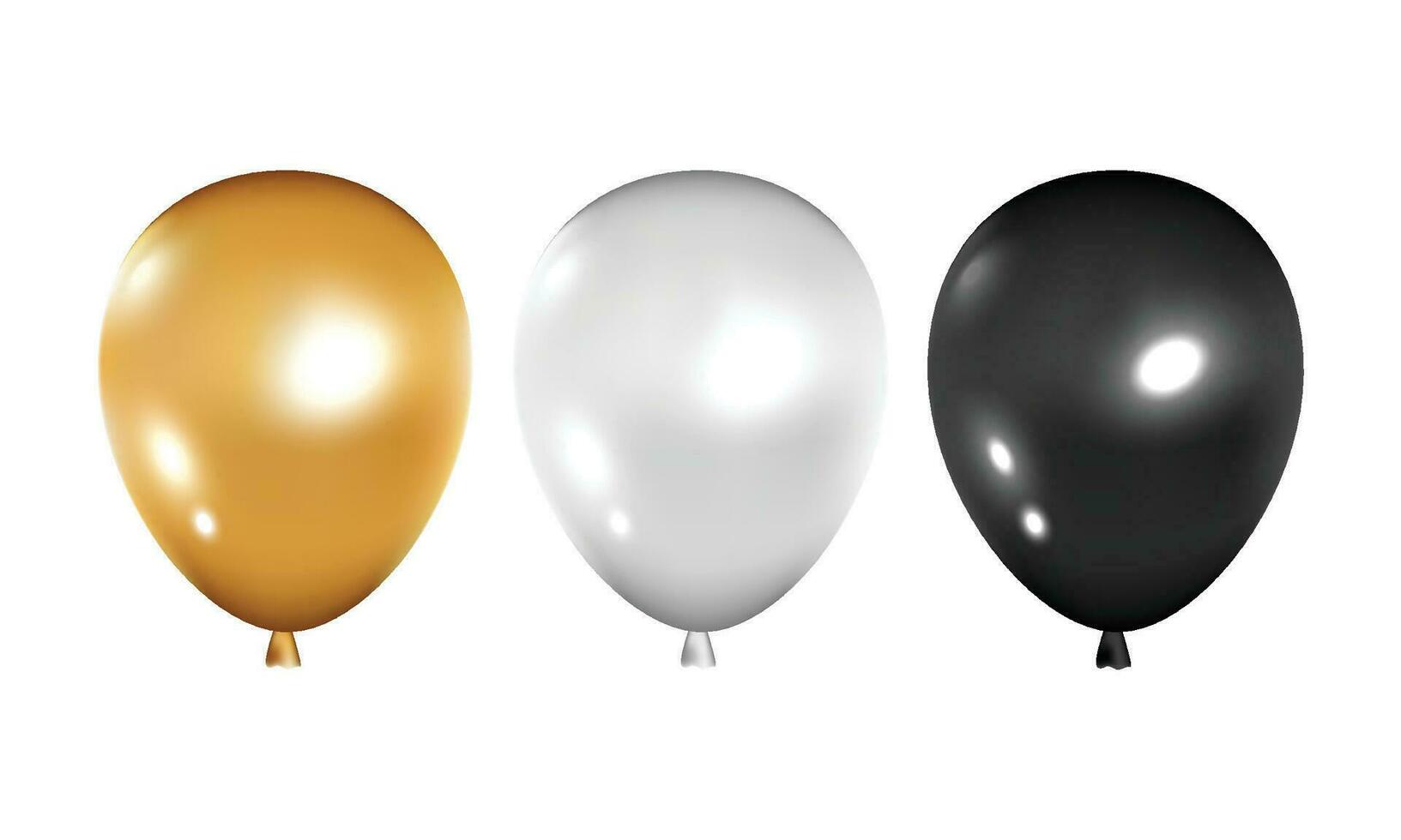 vector realista globos dorado 3d fiesta globos, plata blanco cumpleaños decoración. fiesta globo conjunto