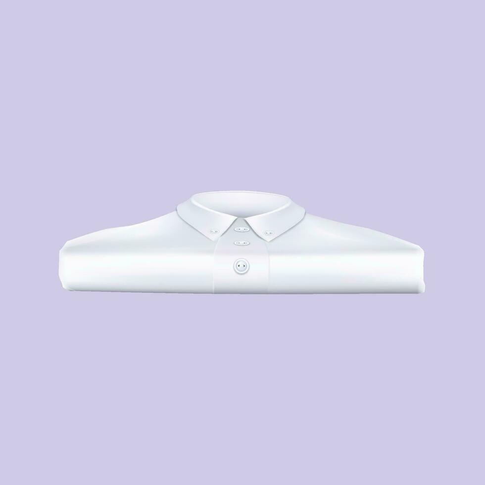 Vector washed, clean, ironed and folded in stack white shirts 3d realistic