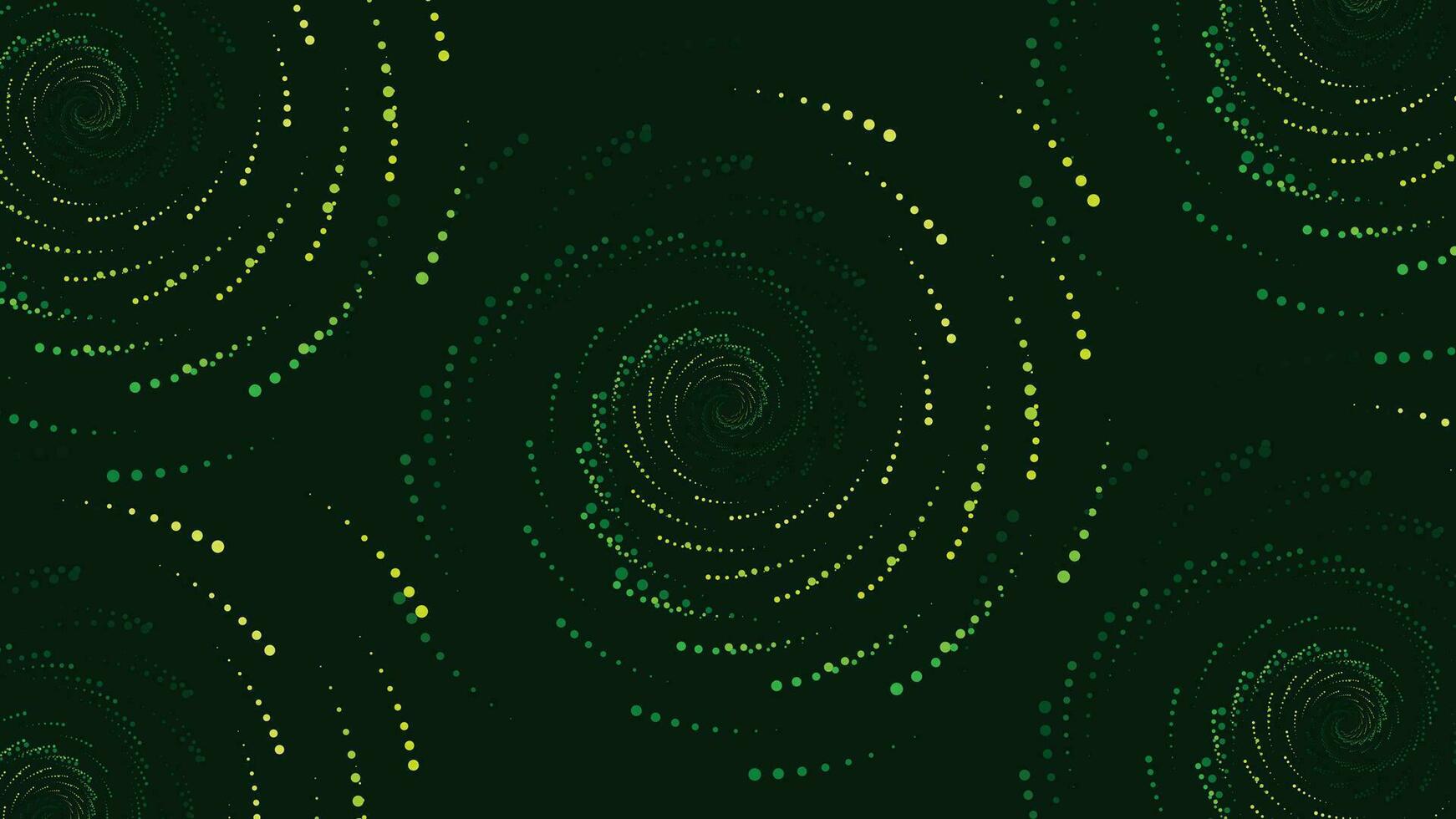 Abstarct spiral dotted vortex style background in dark green color. This simple background can be used as banner. vector