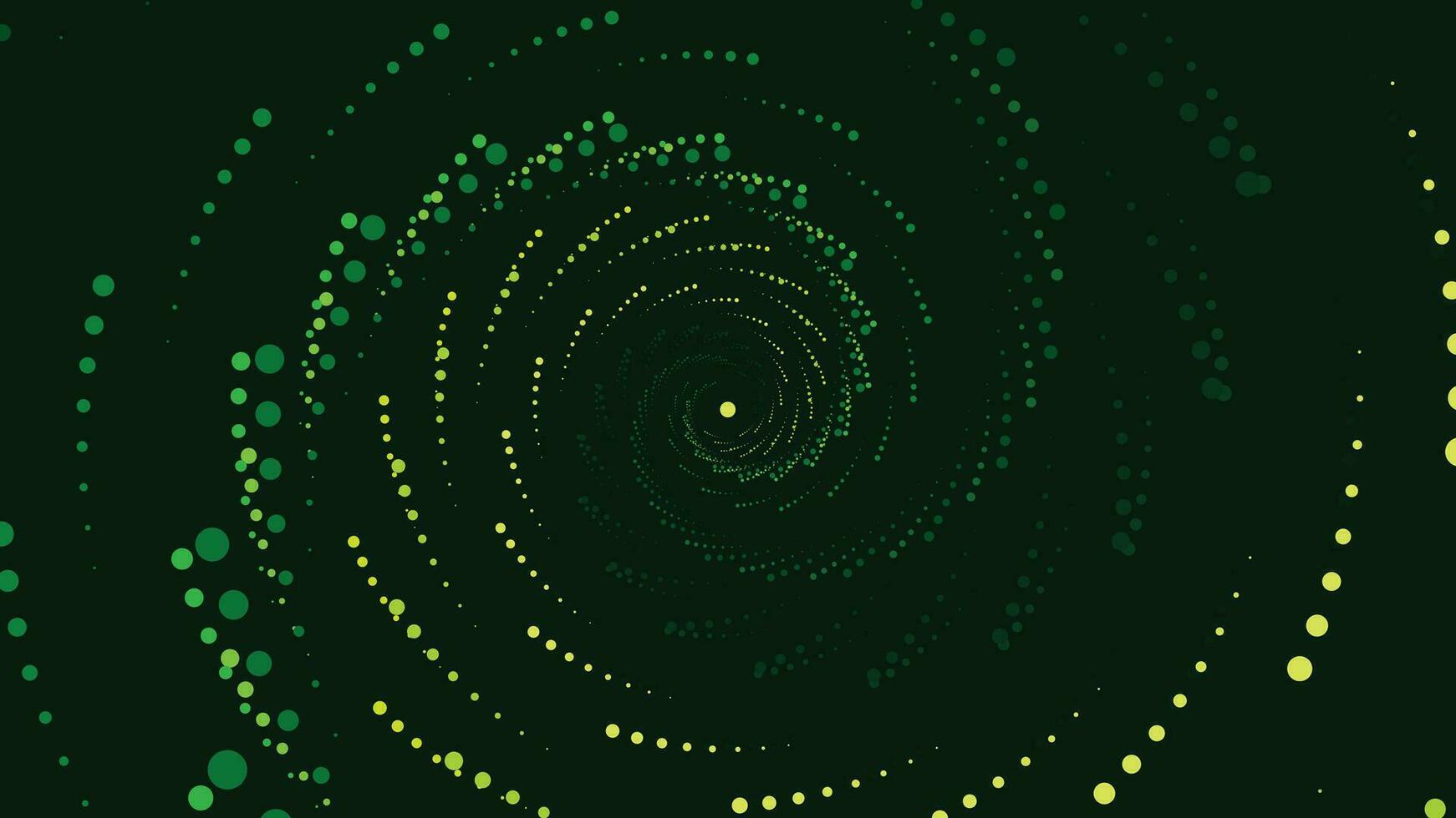 Abstarct spiral dotted vortex style background in dark green color. This simple background can be used as banner. vector