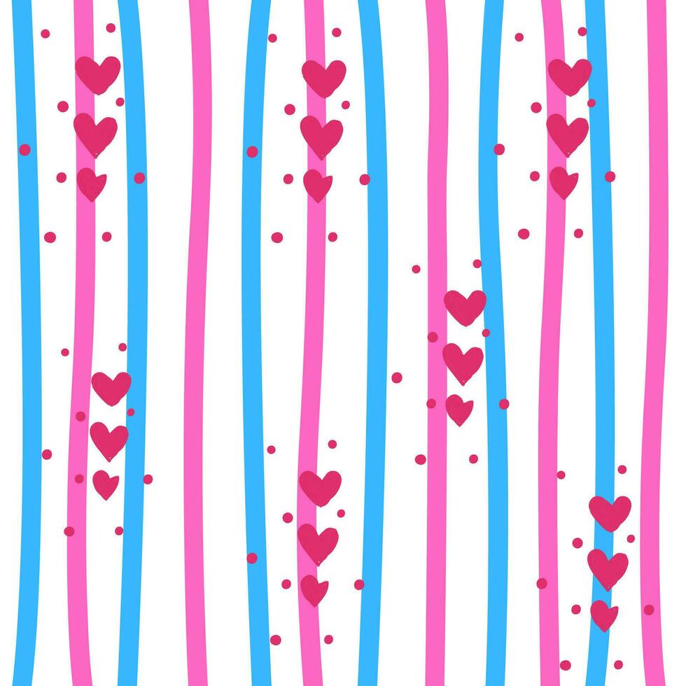 Pink Heart And Stripes Valentines Day Pattern Background vector