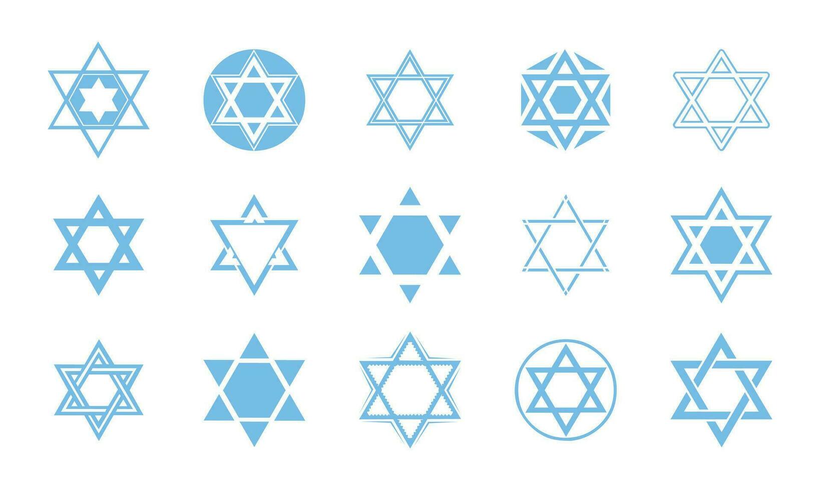 azul estrella de david icono conjunto judío símbolo vector