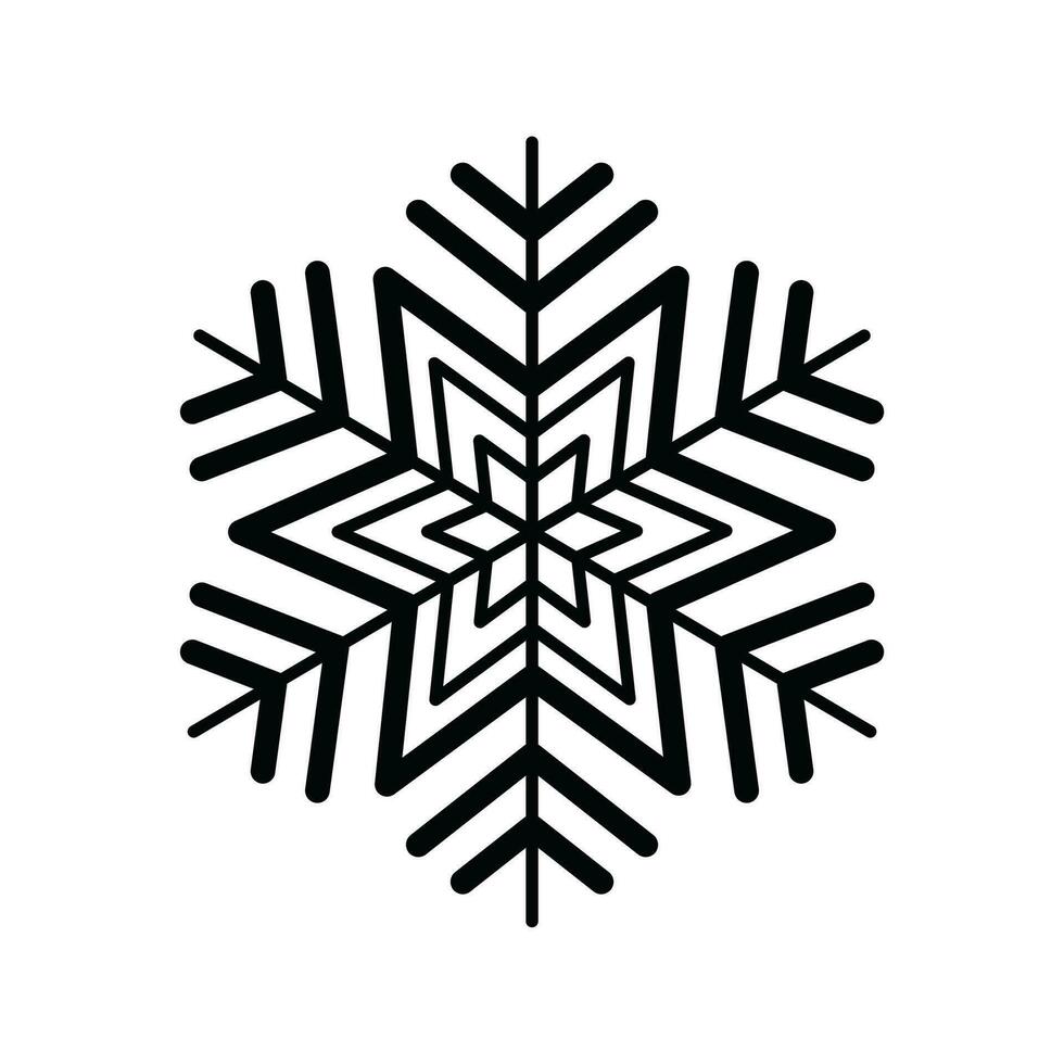 Vector snowflake icon. black isolated silhouette. christmas and winter vector illustration