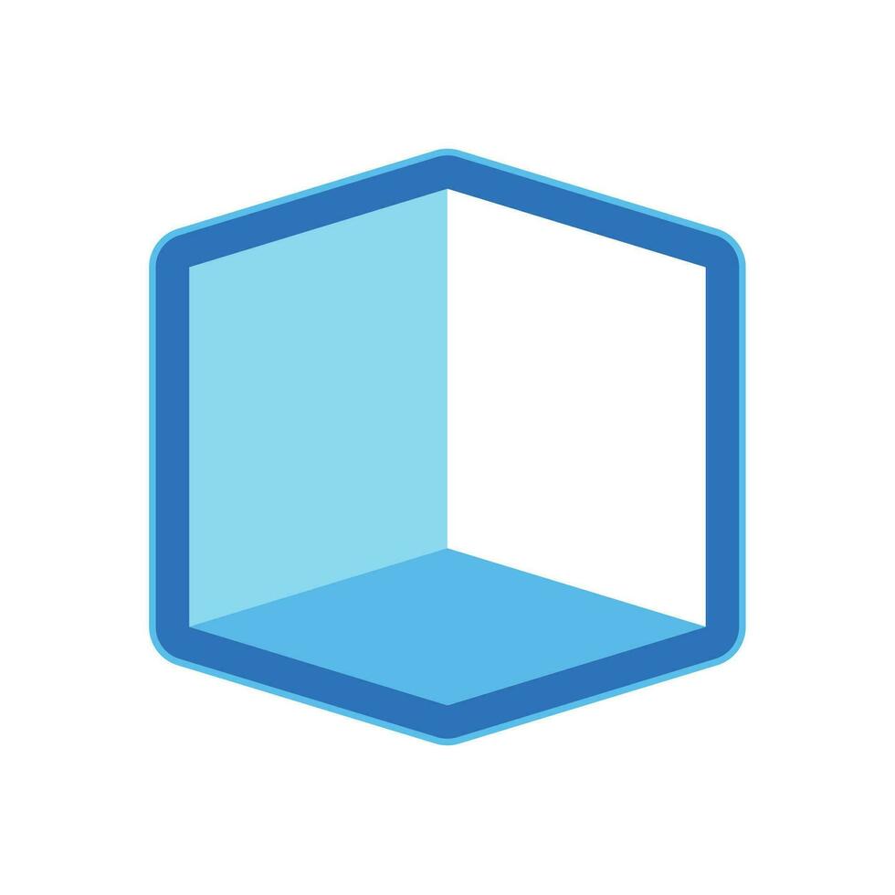 Vector retro blue cube geometrical shape vector