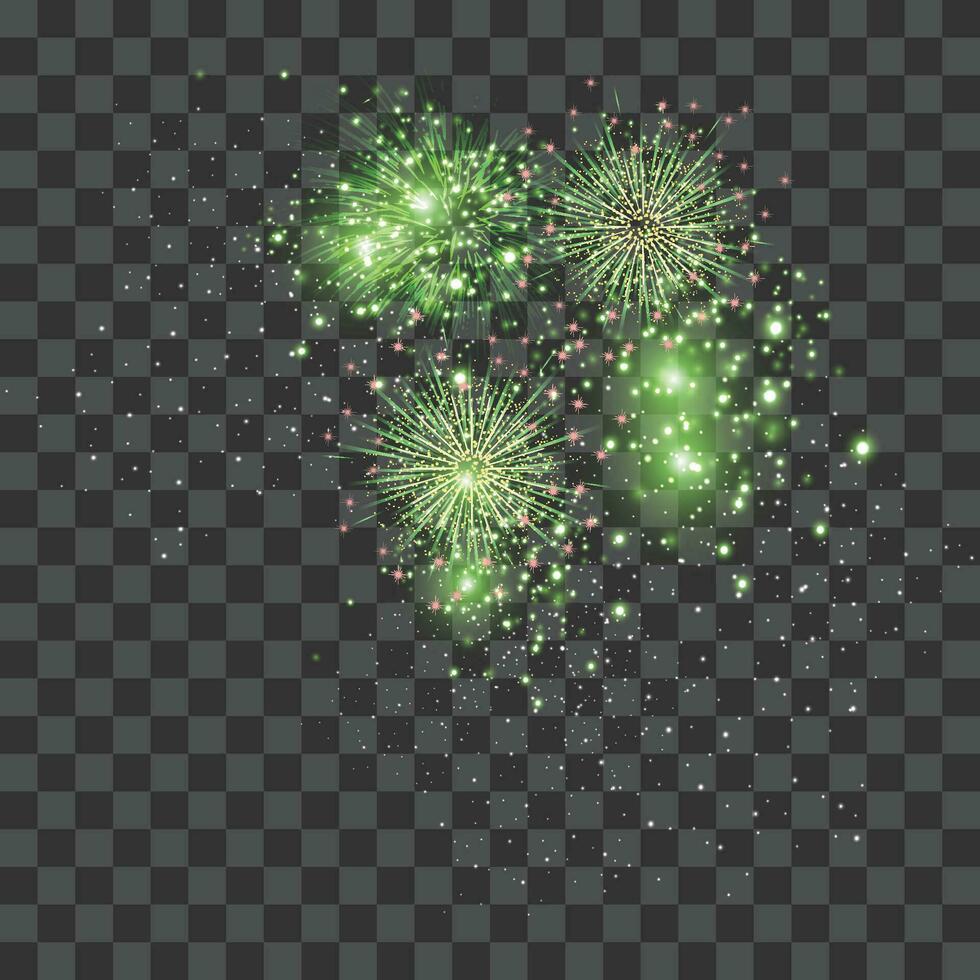 Vector firework animation realistic transparent concept with celebration symbols illustration