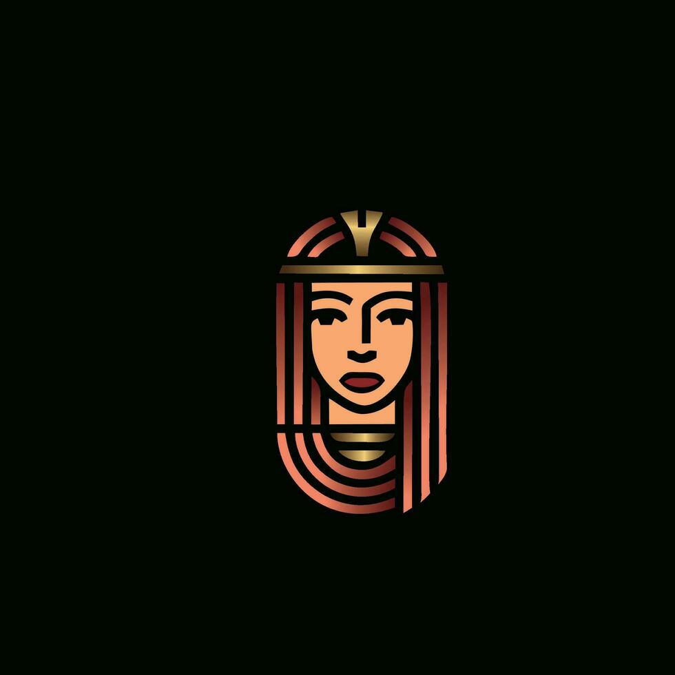 Queen cleopatra logo editable template ancient egyptian pharaoh Premium Vector black silhouette vintage