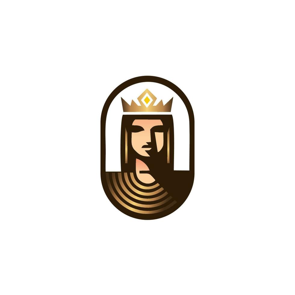 griego antiguo hombre barbado Rey con corona logo. vector ilustración