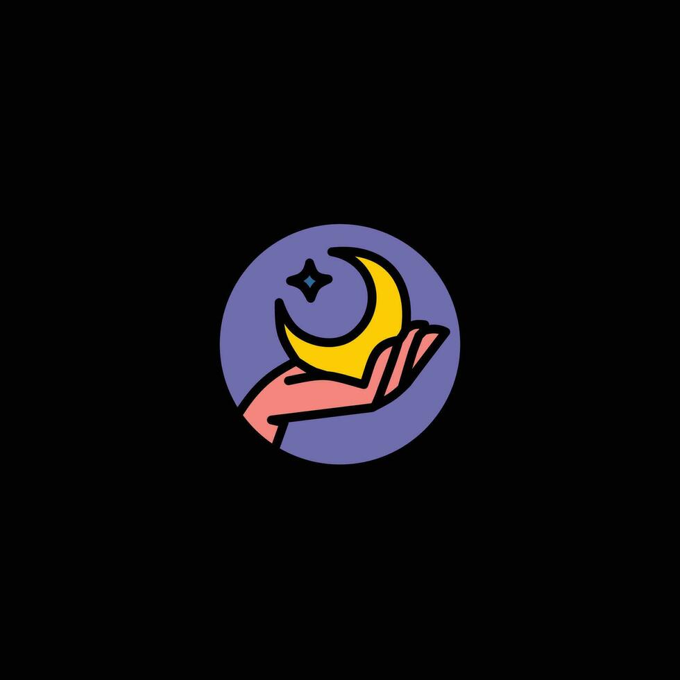 Luna logo moderno y estrella logo diseño icono vector