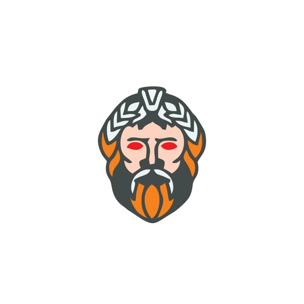 Poseidon nepture god logo icon, tritont trident crown logo icon vector template on dark background