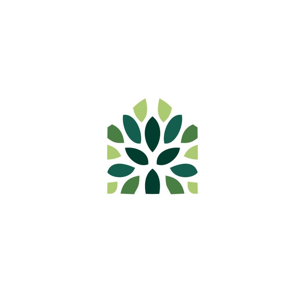 The natural house logo in green can be used as a symbol, brand identity, company logo, icon, or others. Colors and text can be changed according to your needs. vector