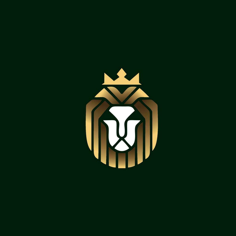 real león corona logo modelo. elegante oro León cresta símbolo. prima Rey marca identidad icono. lujo empresa signo. vector ilustración.