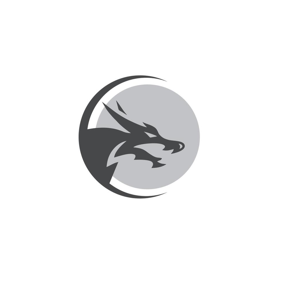 Dragon head wyvern silhouette logo design. Winged dragon vector icon in black and white color