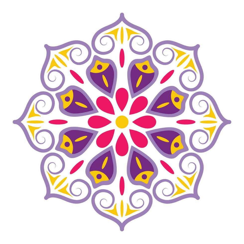 Vector indian mandala design on white